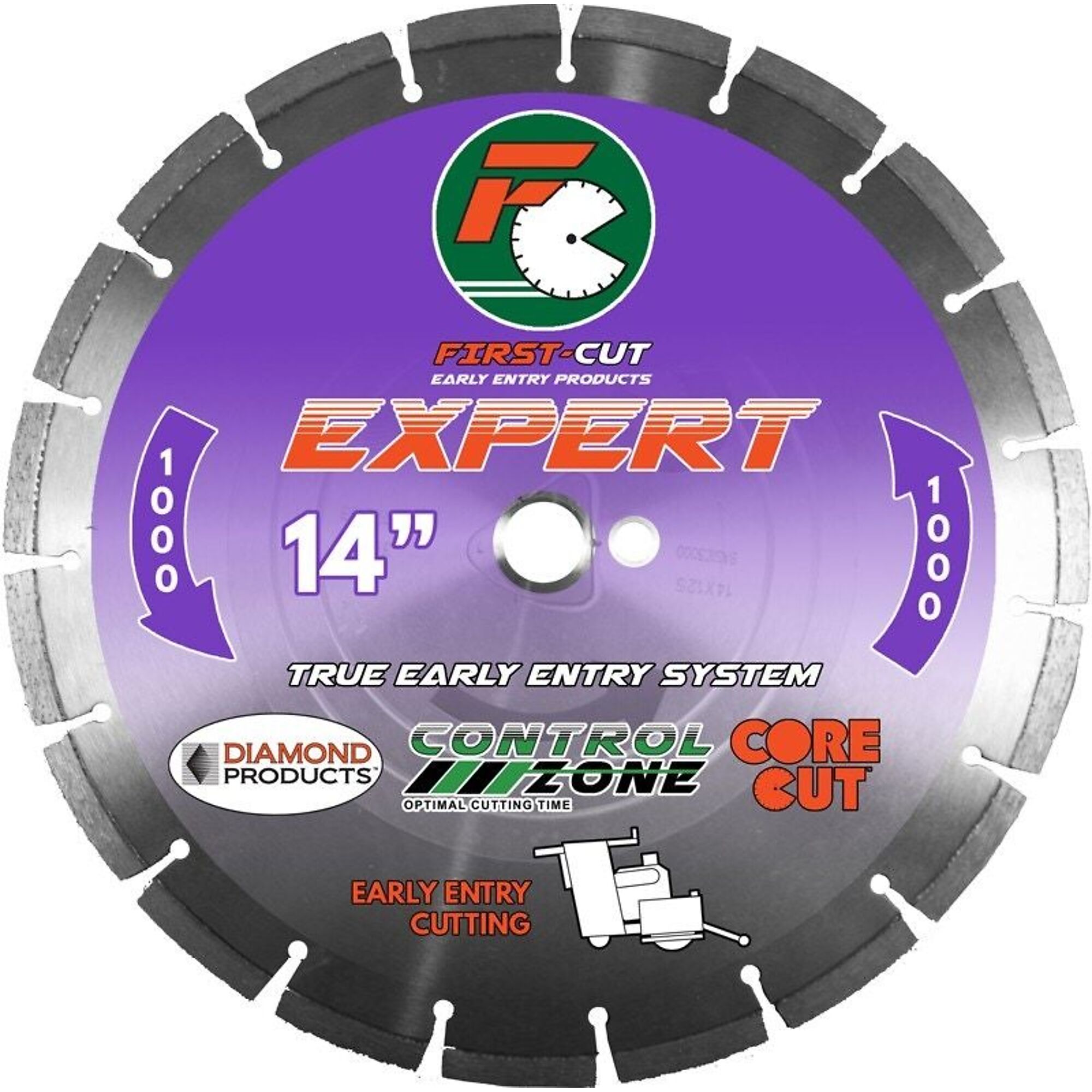 Diamond First-Cut Early Entry Blade — 10in. x 0.110in., Triangle Knockout, Skid Plate, Model# 64288